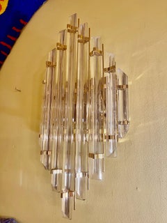 Venini Wall Lighting Glass cyrstal Murano 9 leaves XXL , Italy 1980
