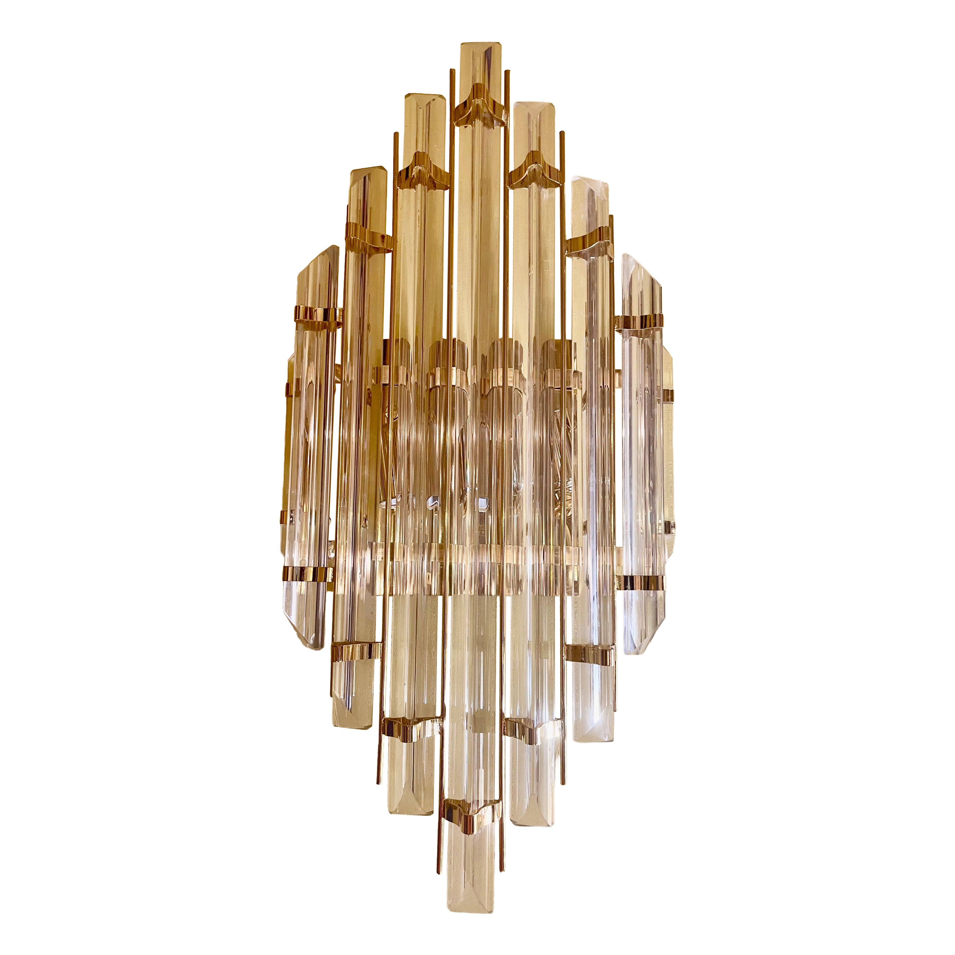 Venini Wall Lighting Glass cyrstal Murano 9 leaves XXL , Italy 1980
