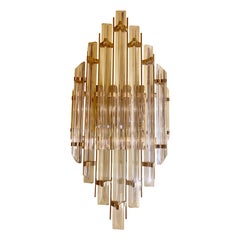 Venini Wall Lighting Glass cyrstal Murano 9 leaves XXL , Italy 1980