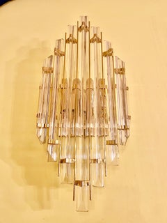 Venini Wall Lighting Glass cyrstal Murano 7 leaves XL , Italy 1980