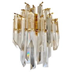 Venini wall lighting glass with gilt gold structure , italy 1970