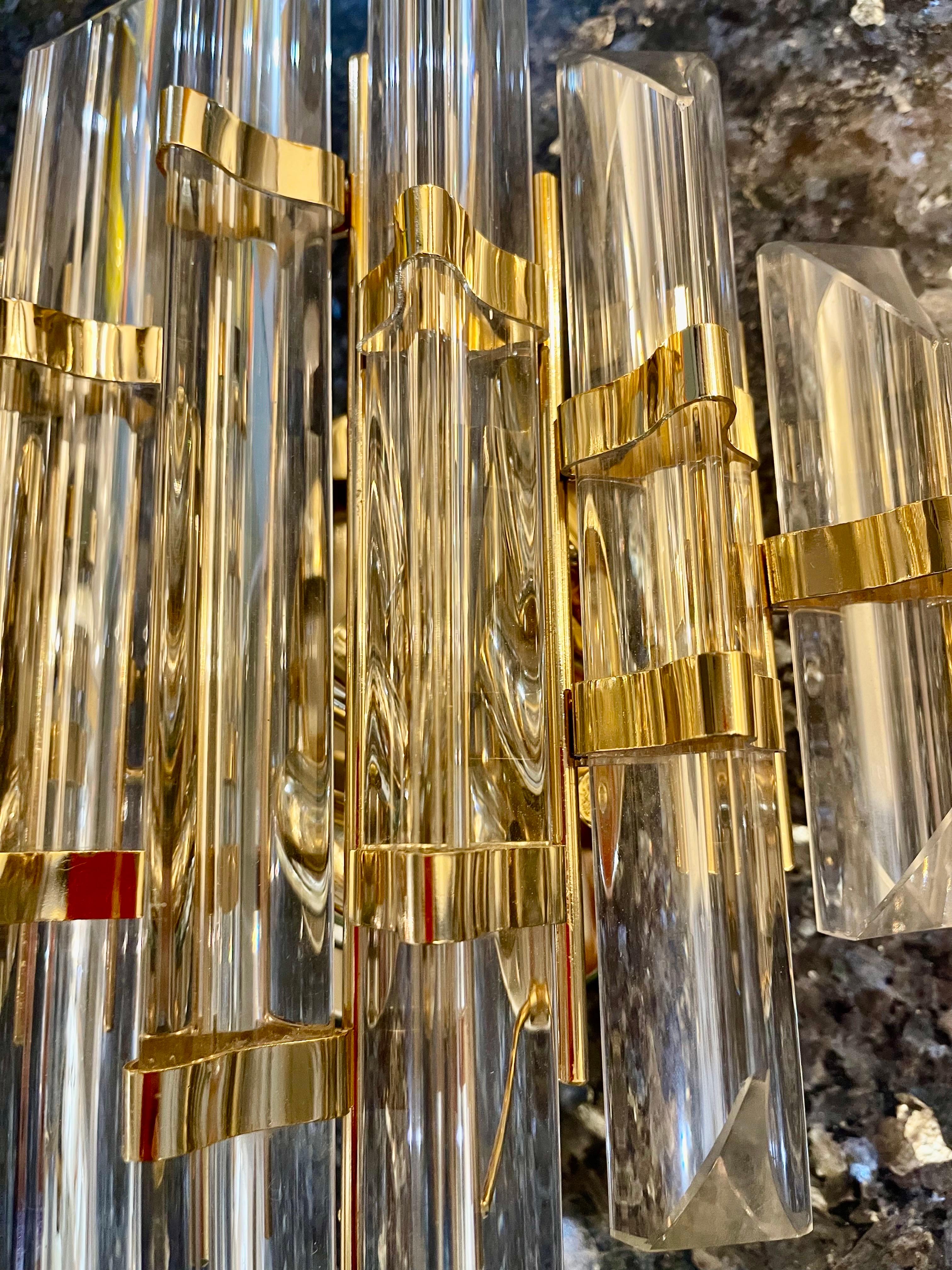 Venini Wall Lighting Glass with Gilt Gold Structure, Italy, 1980 In Good Condition In DÉNIA, ES