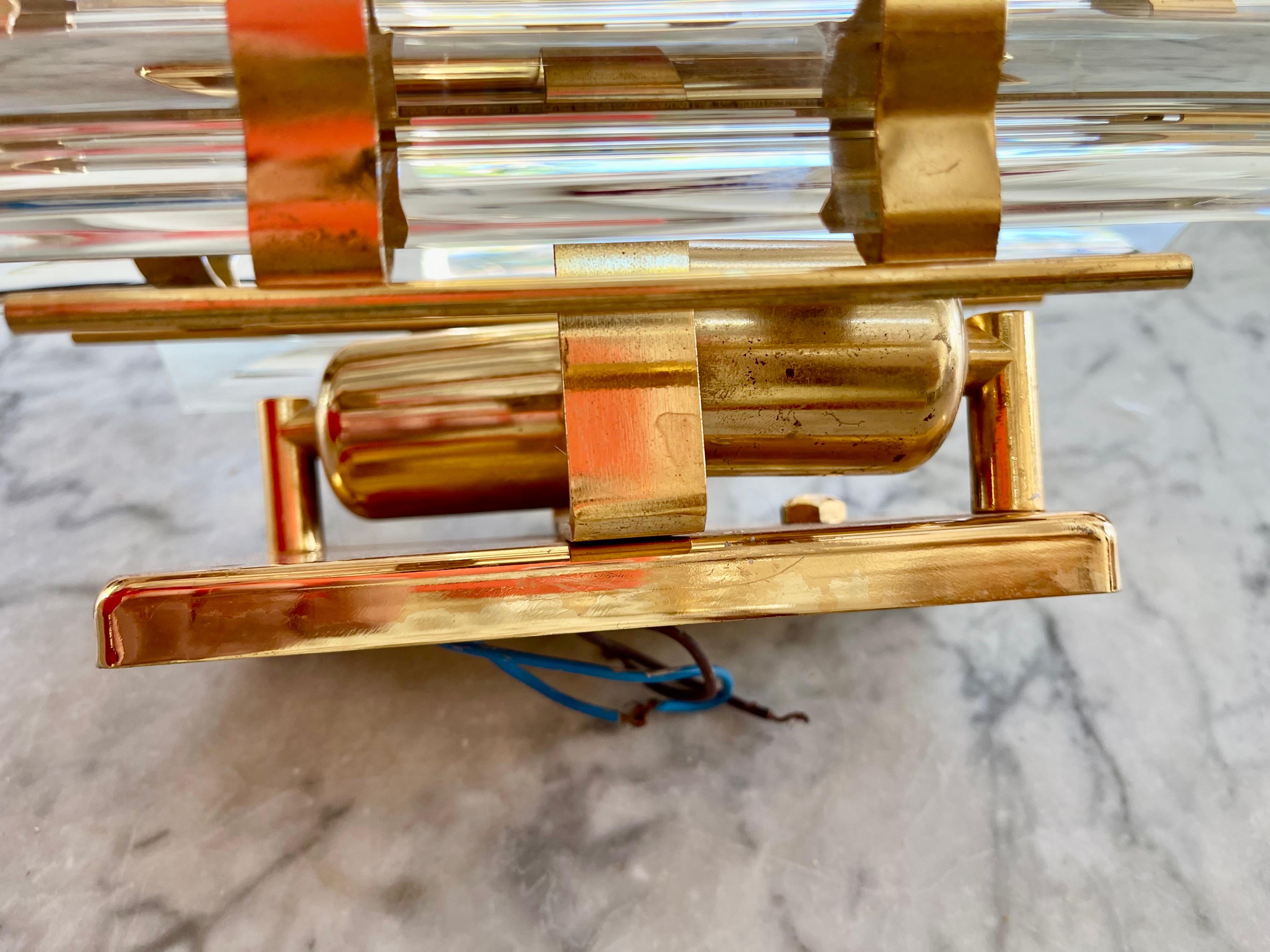 Venini Wall Lighting Glass with Gilt Gold Structure, Italy, 1980 In Good Condition For Sale In DÉNIA, ES