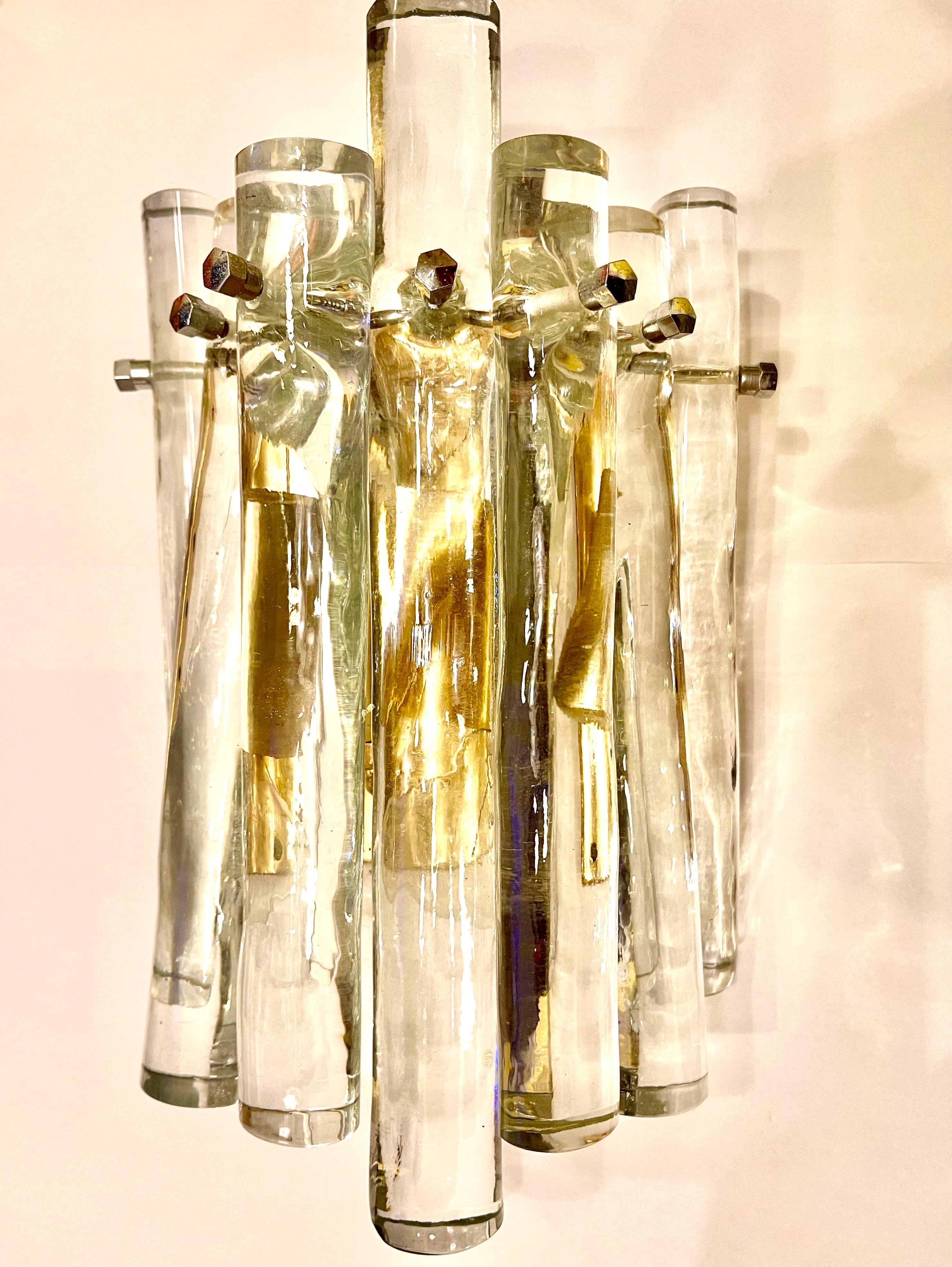 Hollywood Regency Venini Appliques d'extérieur givre Verre Murano, Italie, 1980 en vente