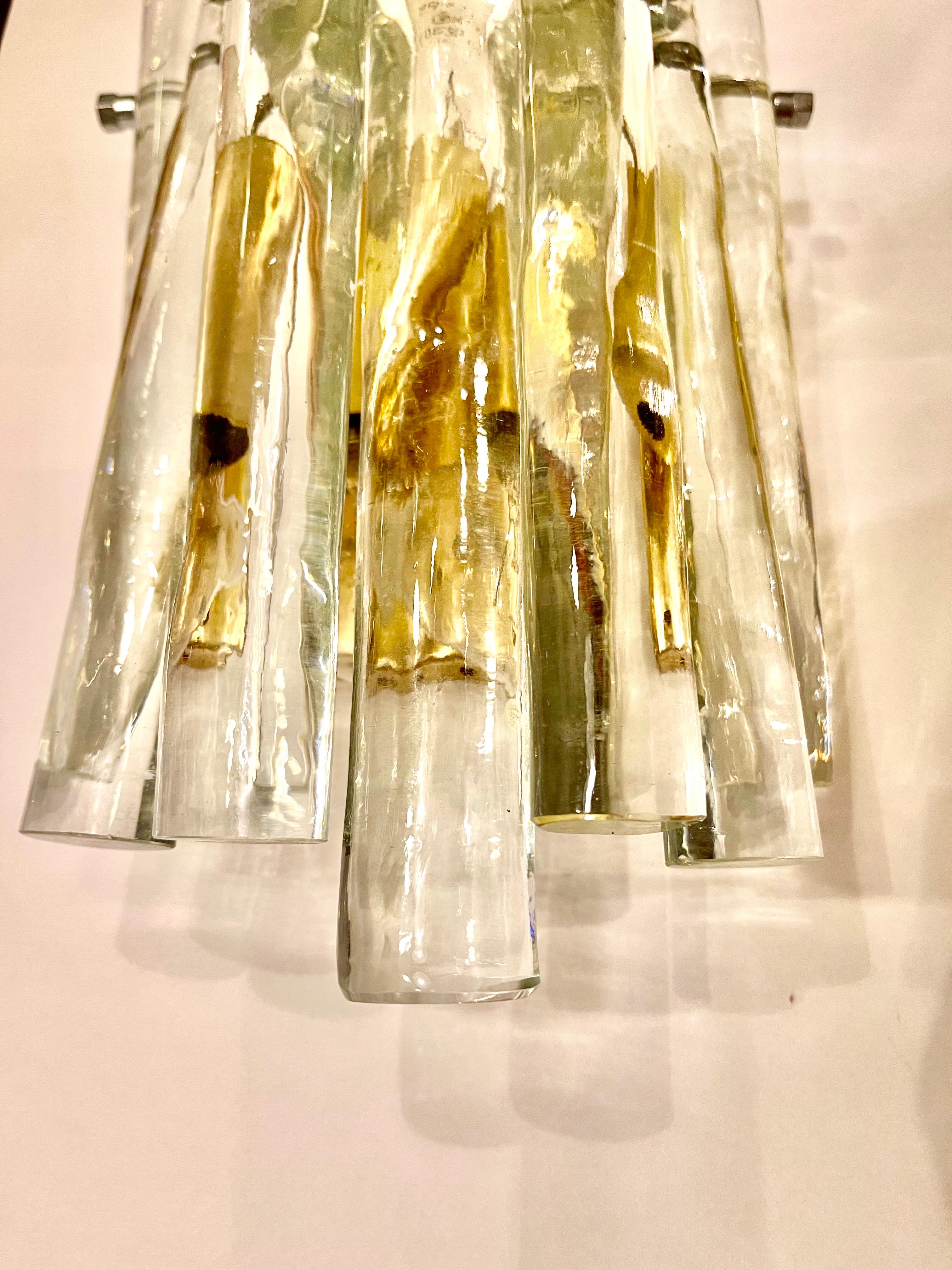 Sculpté à la main Venini Appliques d'extérieur givre Verre Murano, Italie, 1980 en vente