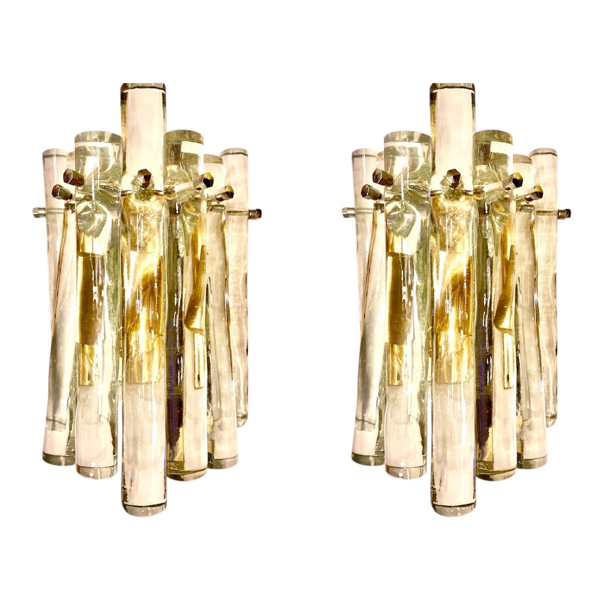 Venini Pared Iluminación hielo escarcha Vidrio Murano par , Italia, 1980