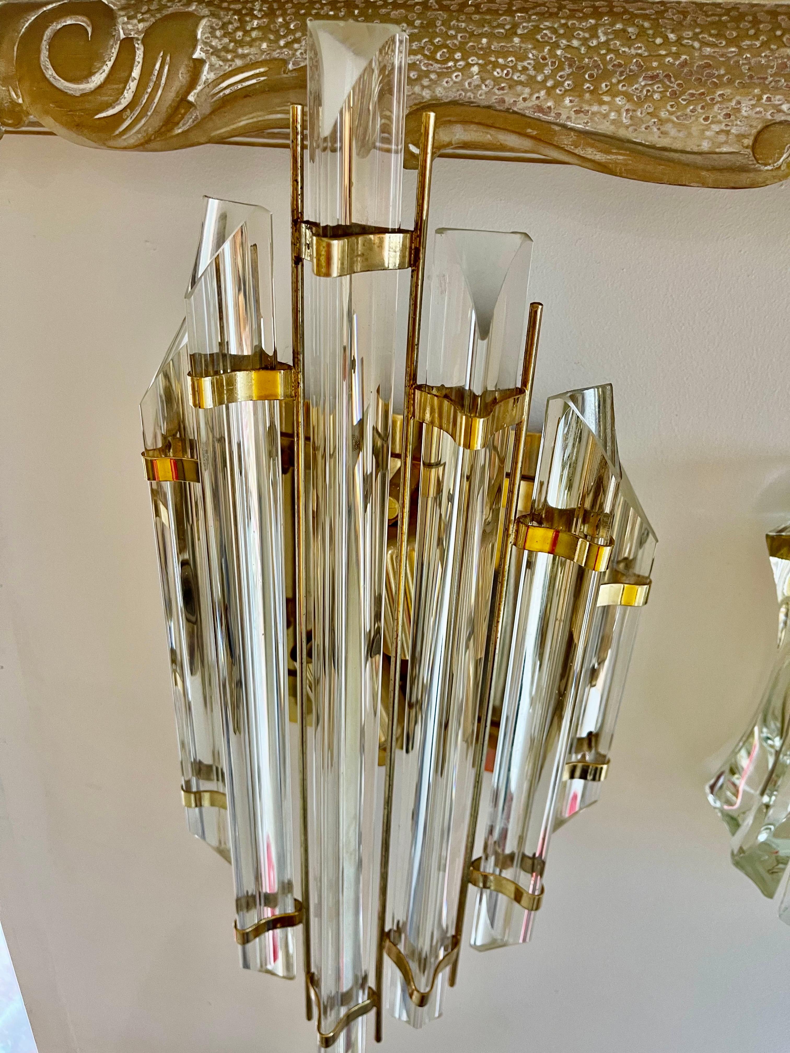 Venini Attr Wall Lighting PAIR Glass crystal Murano  , Italy 1980 For Sale 3