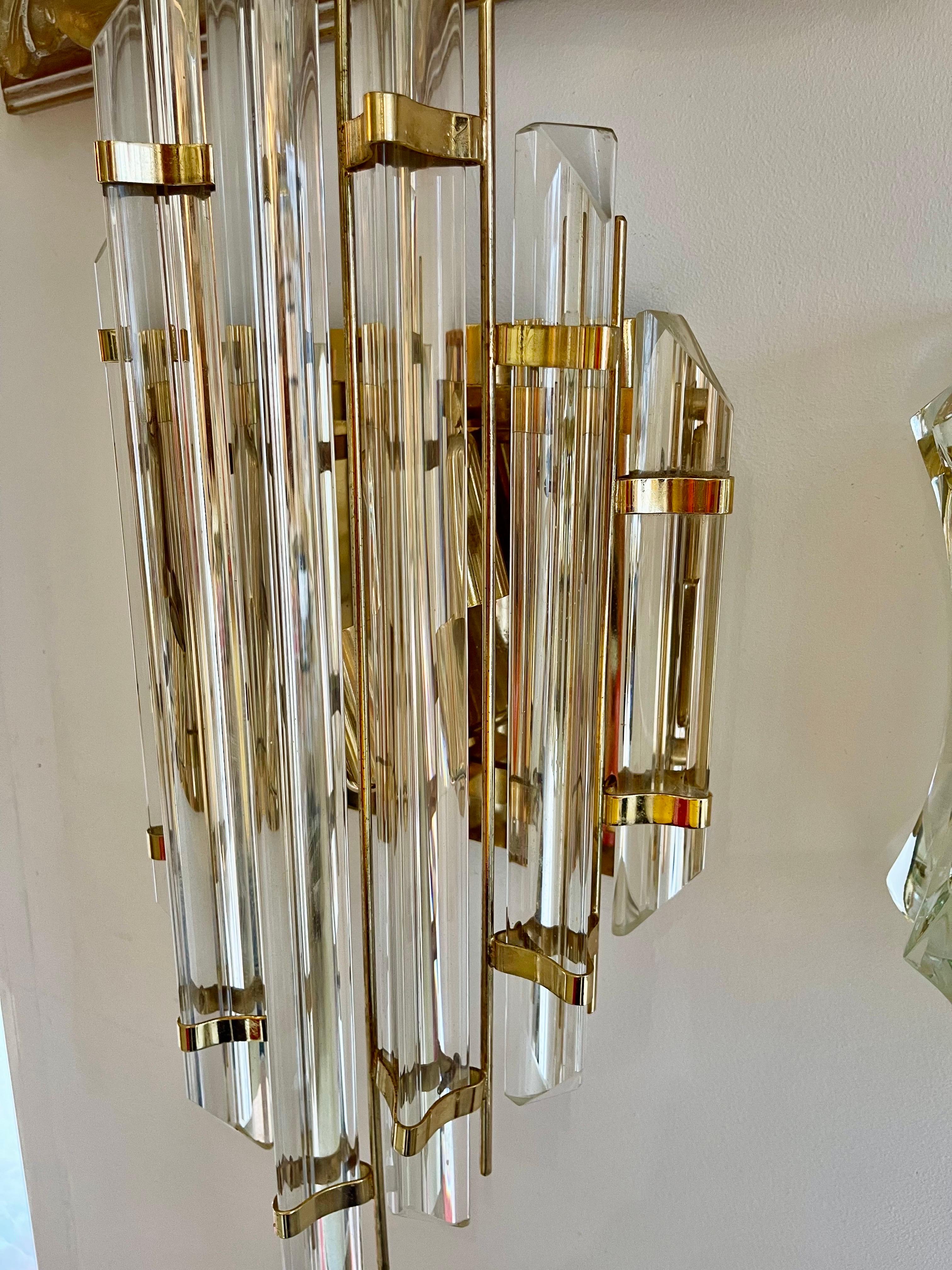 Italian Venini Attr Wall Lighting PAIR Glass crystal Murano  , Italy 1980 For Sale