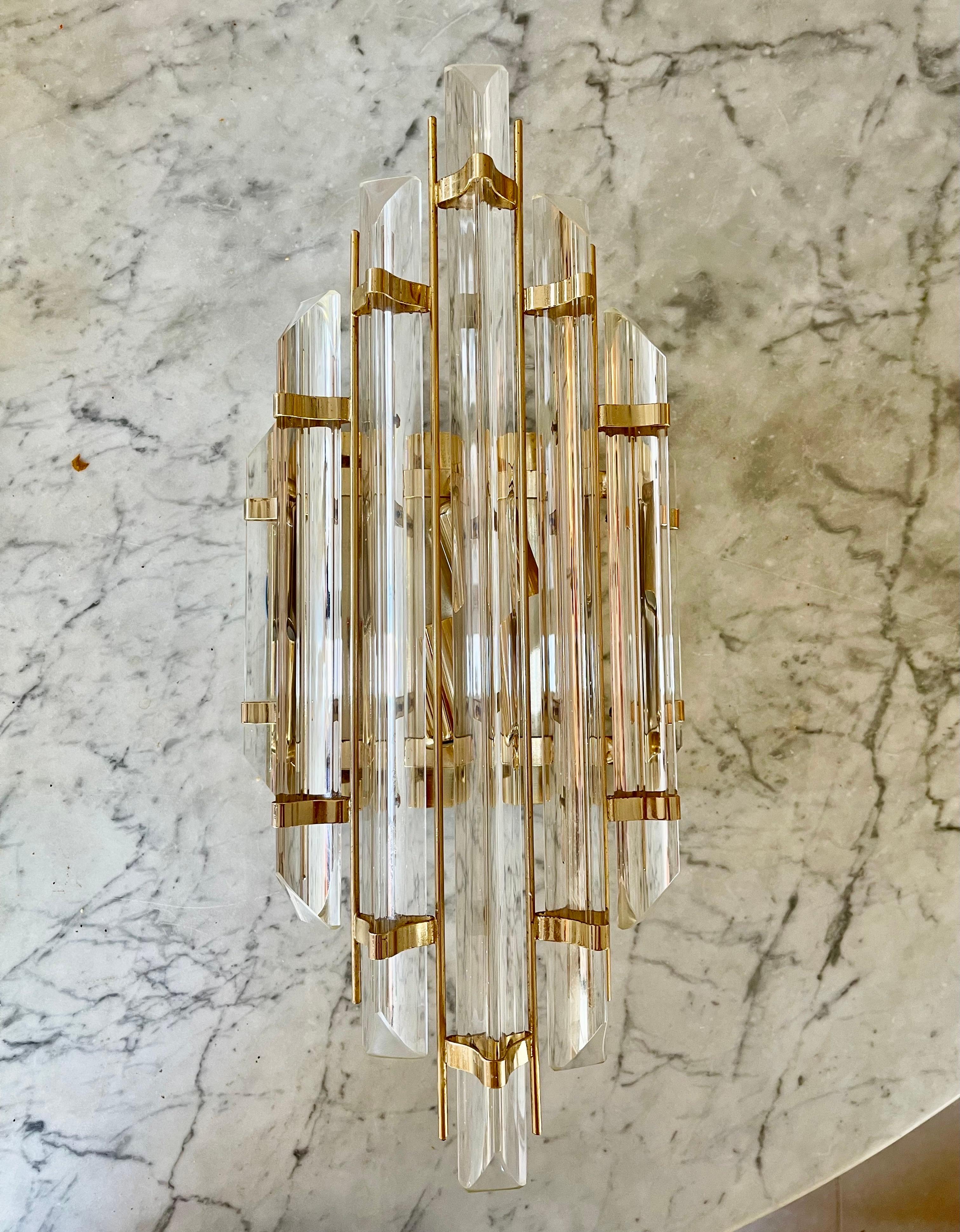 Venini Attr Wall Lighting PAIR Glass crystal Murano  , Italy 1980 For Sale 1