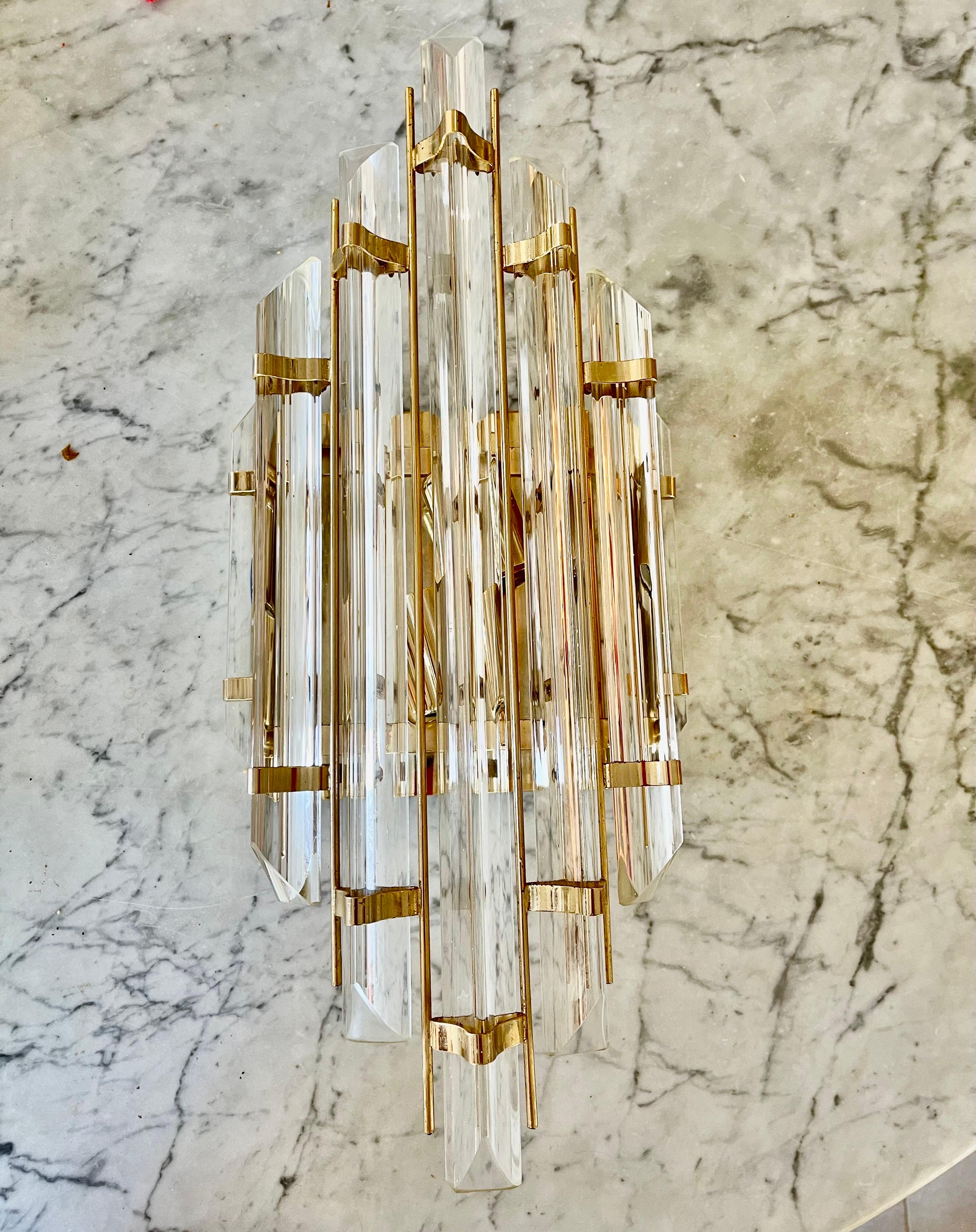Venini Attr Wall Lighting PAIR Glass crystal Murano  , Italy 1980 For Sale 2