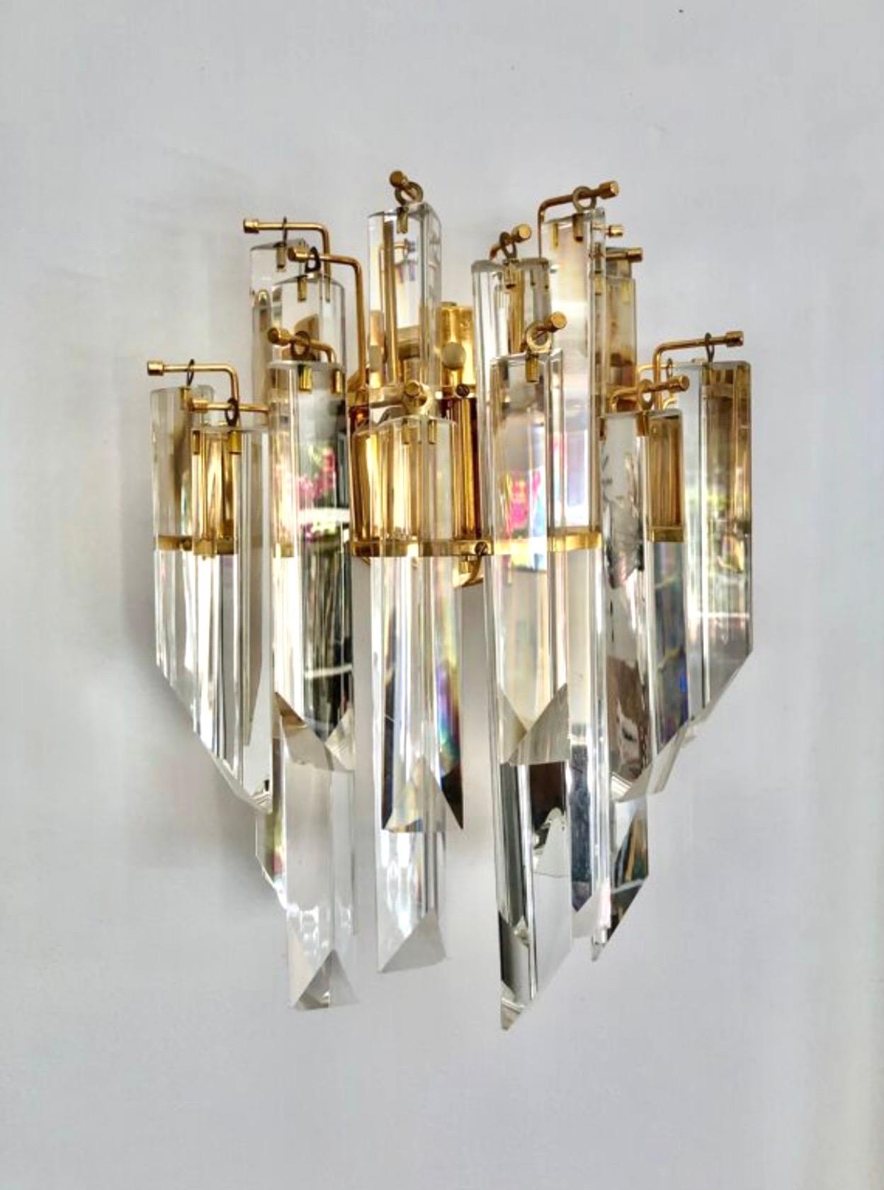 Italian Venini Wall Lighting Pair Glass crystal Murano, Italy, 1980