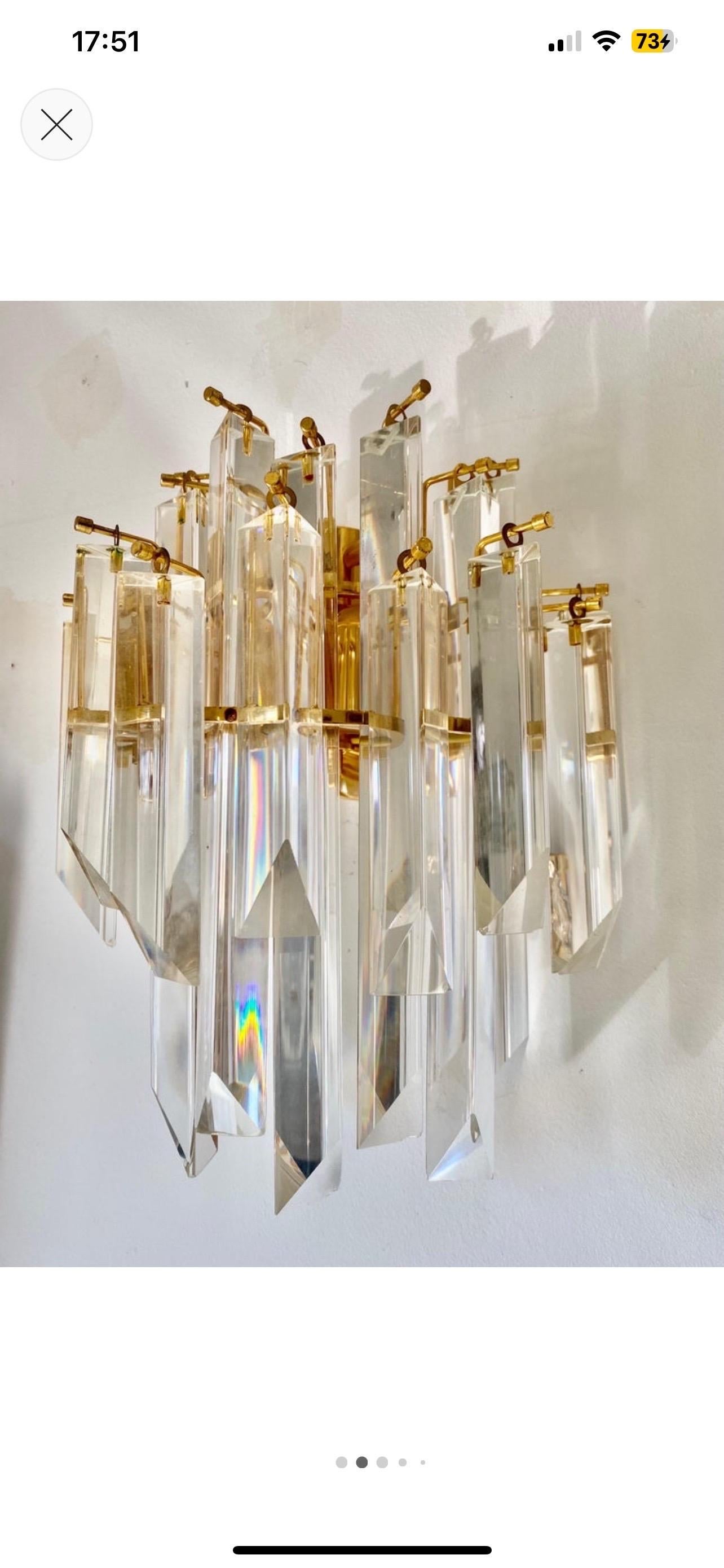 Venini Wall Lighting Pair Glass crystal Murano, Italy, 1980 In Good Condition In La xara, VC
