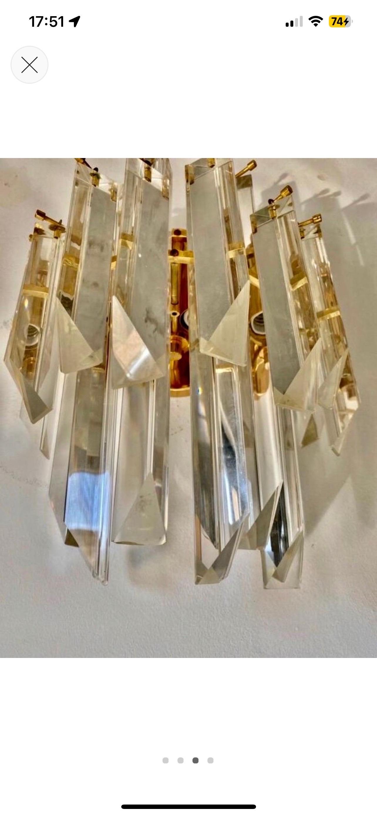 Late 20th Century Venini Wall Lighting Pair Glass crystal Murano, Italy, 1980