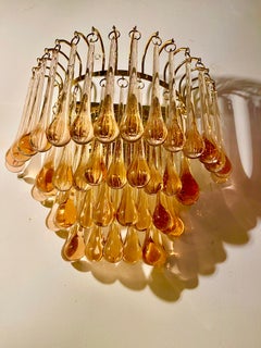 Venini Wall Lighting with drop glass cyrstal Murano  , Italy 1980
