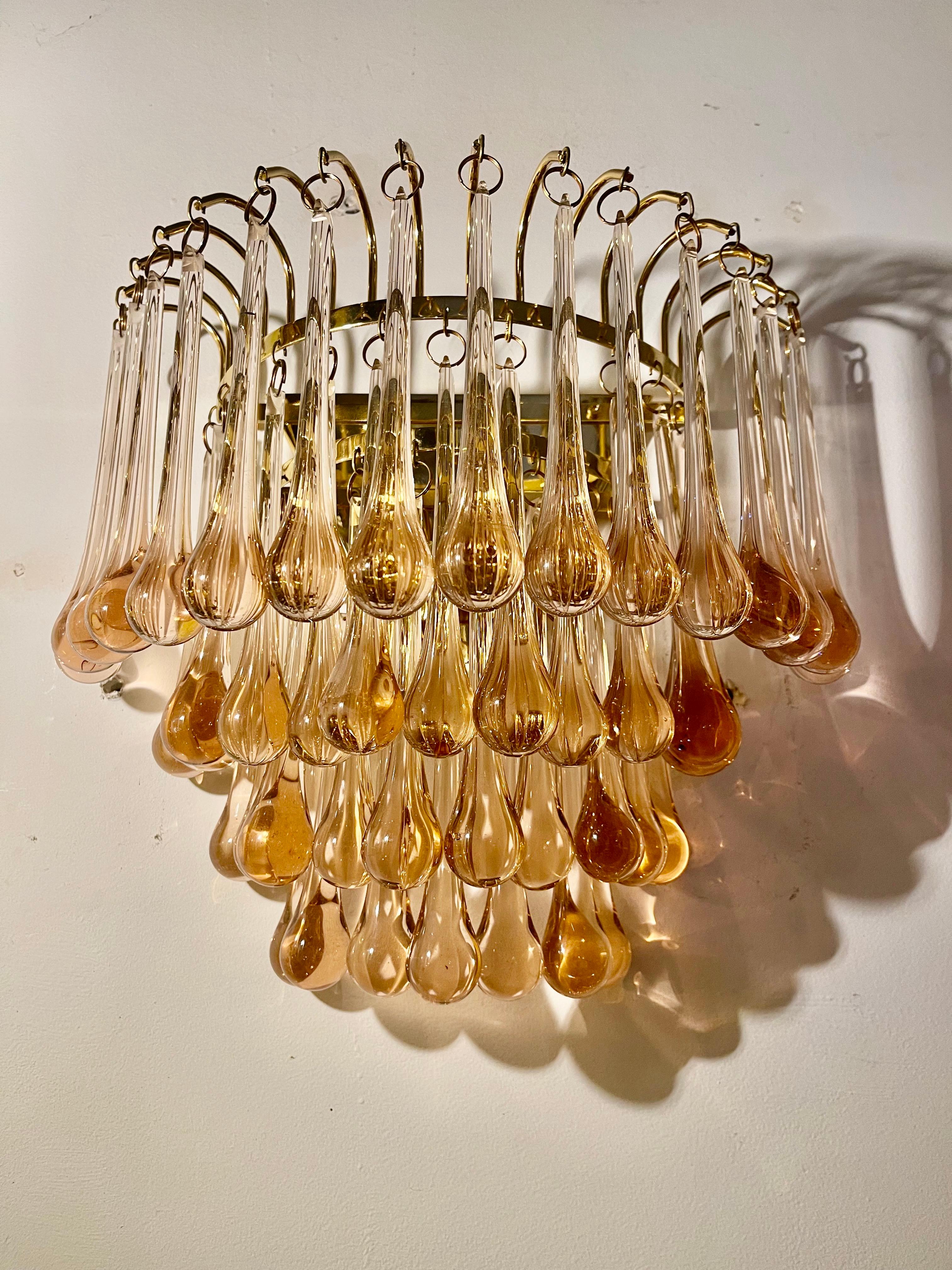 Venini Wandleuchte mit Tropfenglas Murano  Italien 1980 im Zustand „Gut“ in La xara, VC
