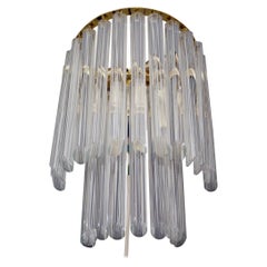 1960s, Italian Murano Wall Sconce Glass & Gilt Brass in the Manner of Venini