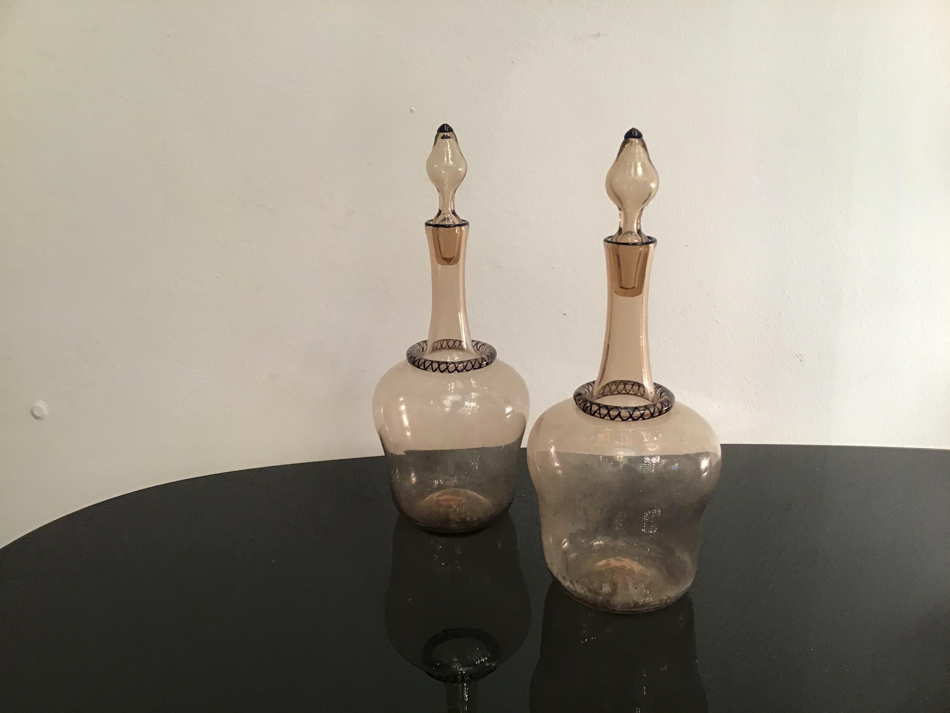 Venini Water and Wine Bottles Murano Glass, 1950, Italy For Sale 5