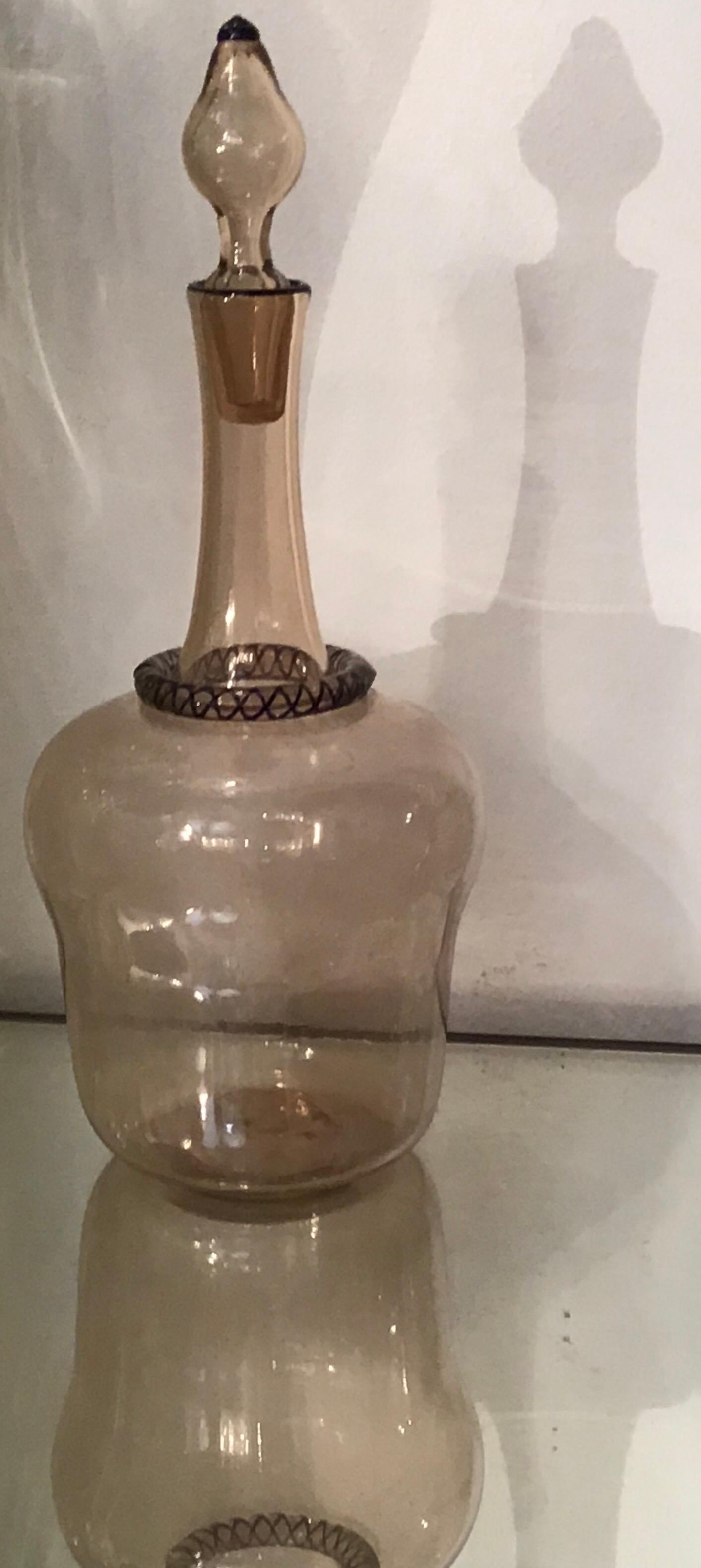 Venini-Wasser- und Weinflaschen aus Muranoglas, 1950, Italien im Angebot 7