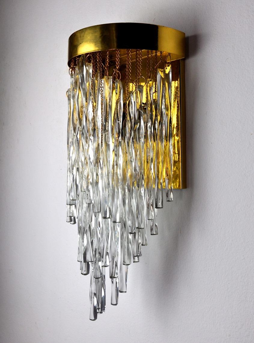 Italian Venini Waterfall Wall Lamp, Murano Glass, Italy, 1960 For Sale