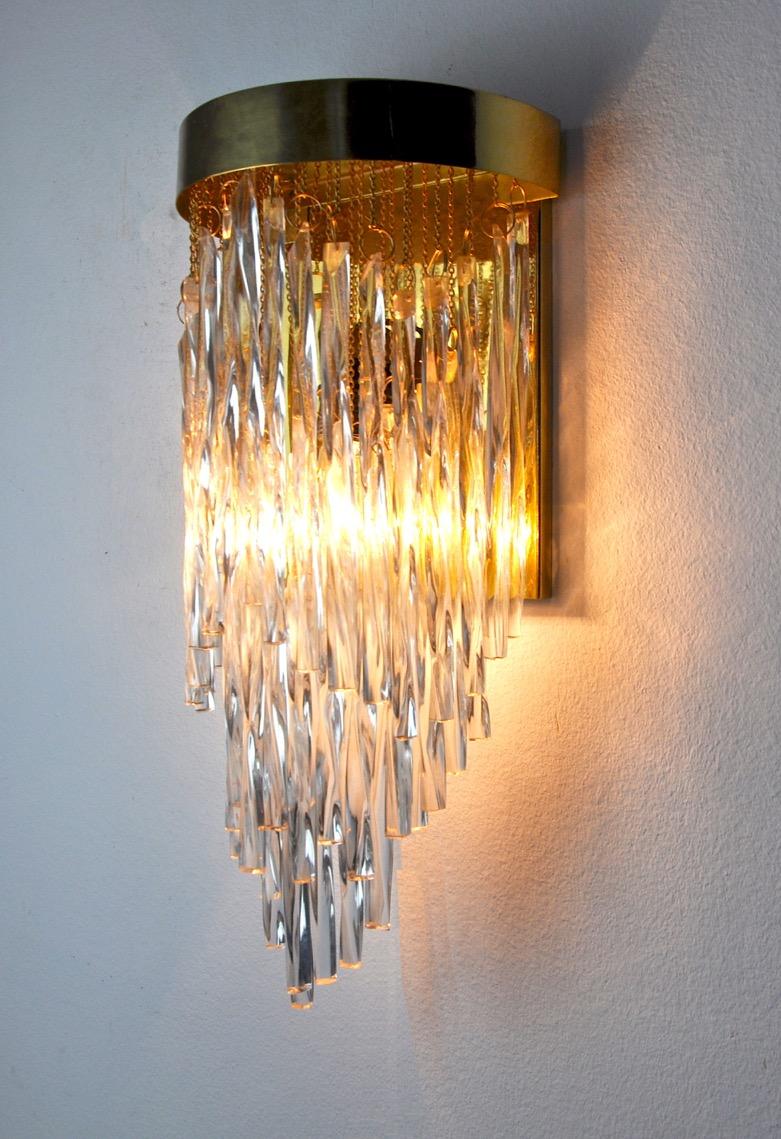 Venini Waterfall Wall Lamp, Murano Glass, Italy, 1960 In Good Condition For Sale In BARCELONA, ES