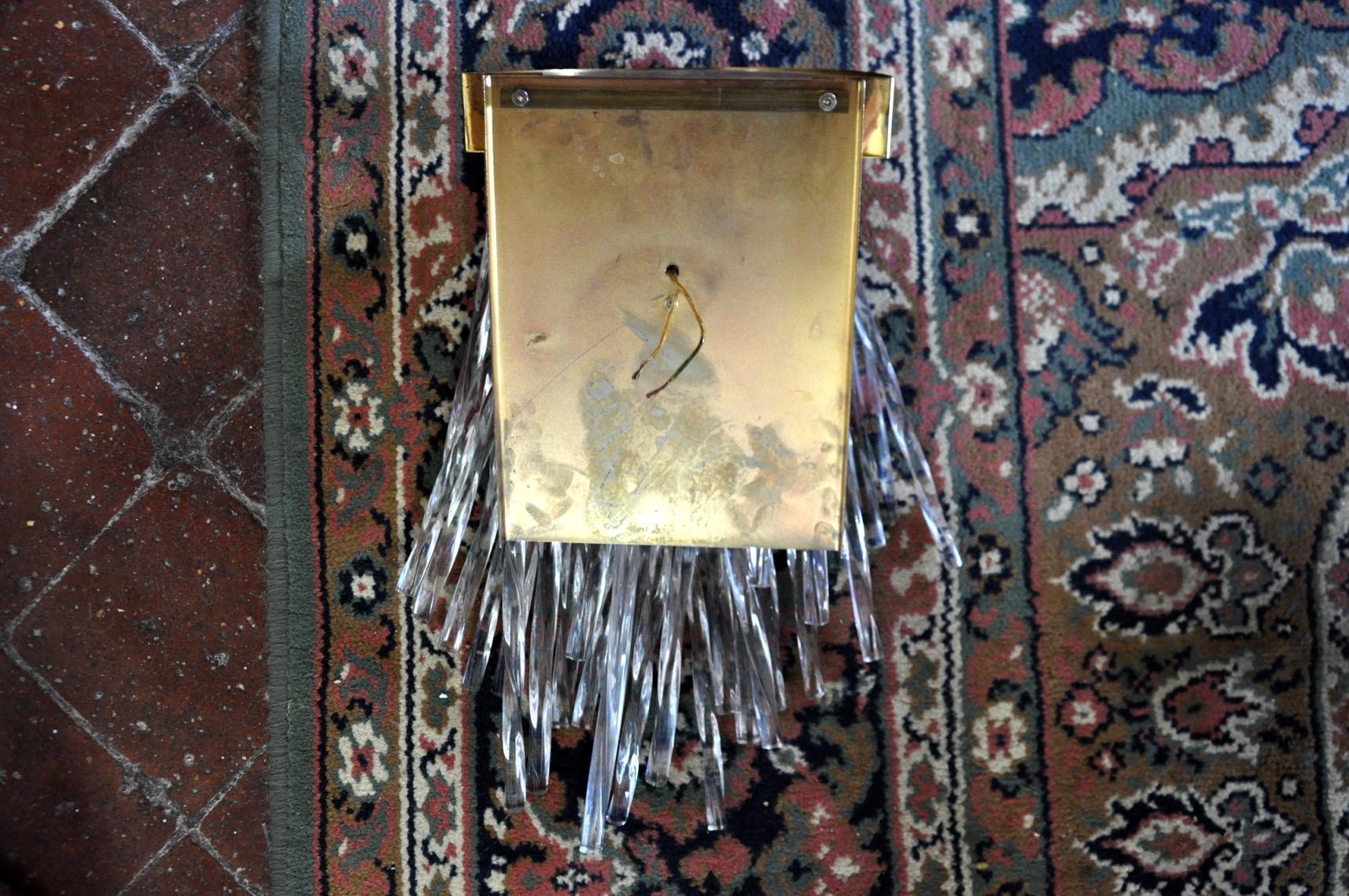 Crystal Venini Waterfall Wall Lamp, Murano Glass, Italy, 1960 For Sale