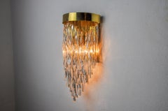 Venini waterfall wall lamp, Murano glass stems, Italy 1970