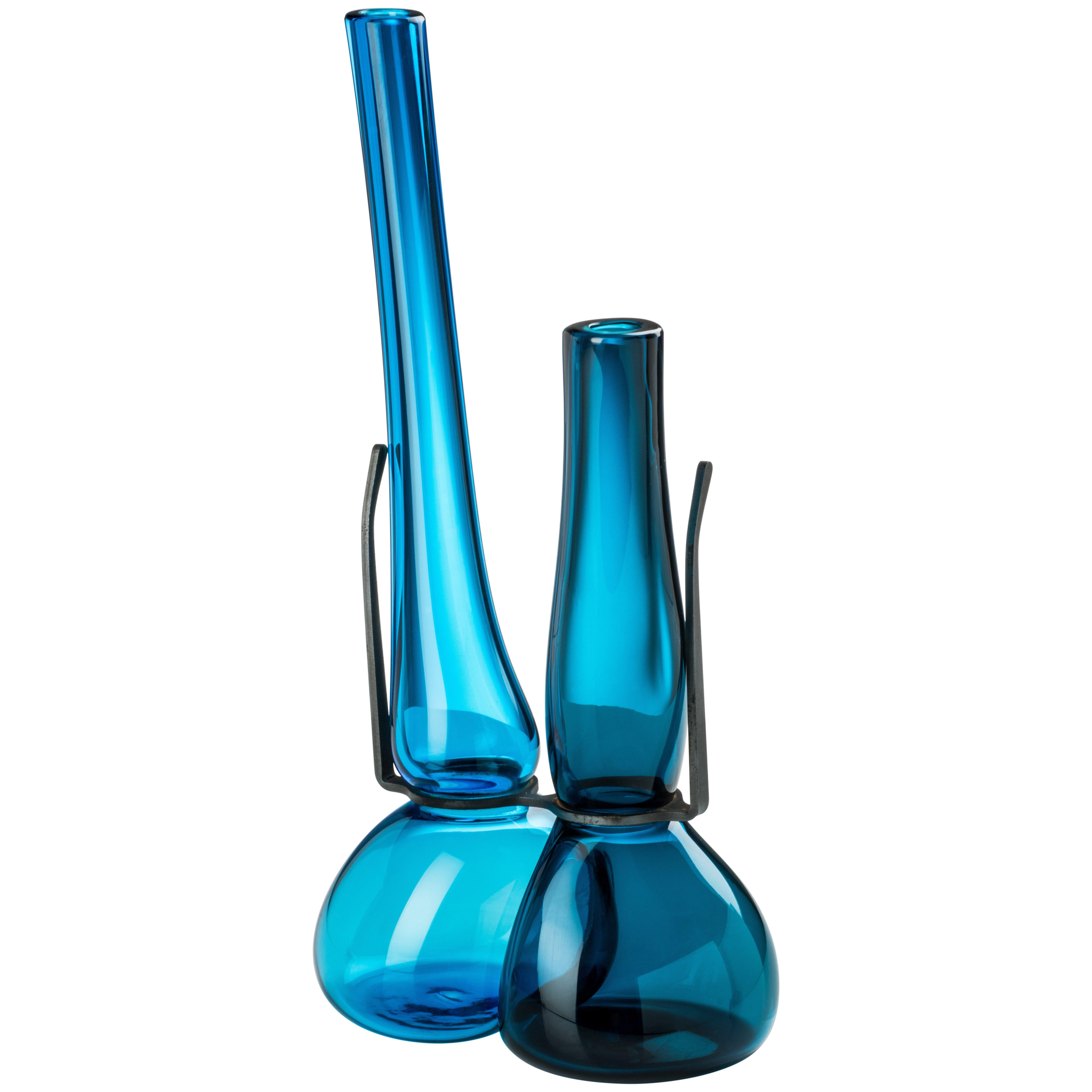 Venini  'Where Are My Glasses?' Double Lens Vase in Blue and Horizon by Ron Arad