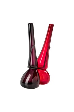 Venini 'Where Are My Glasses?' Double Lens Vase in Red and Violet by Ron Arad