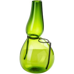 Antique Venini 'Where Are My Glasses?' Single Lens Glass Vase in Green by Ron Arad
