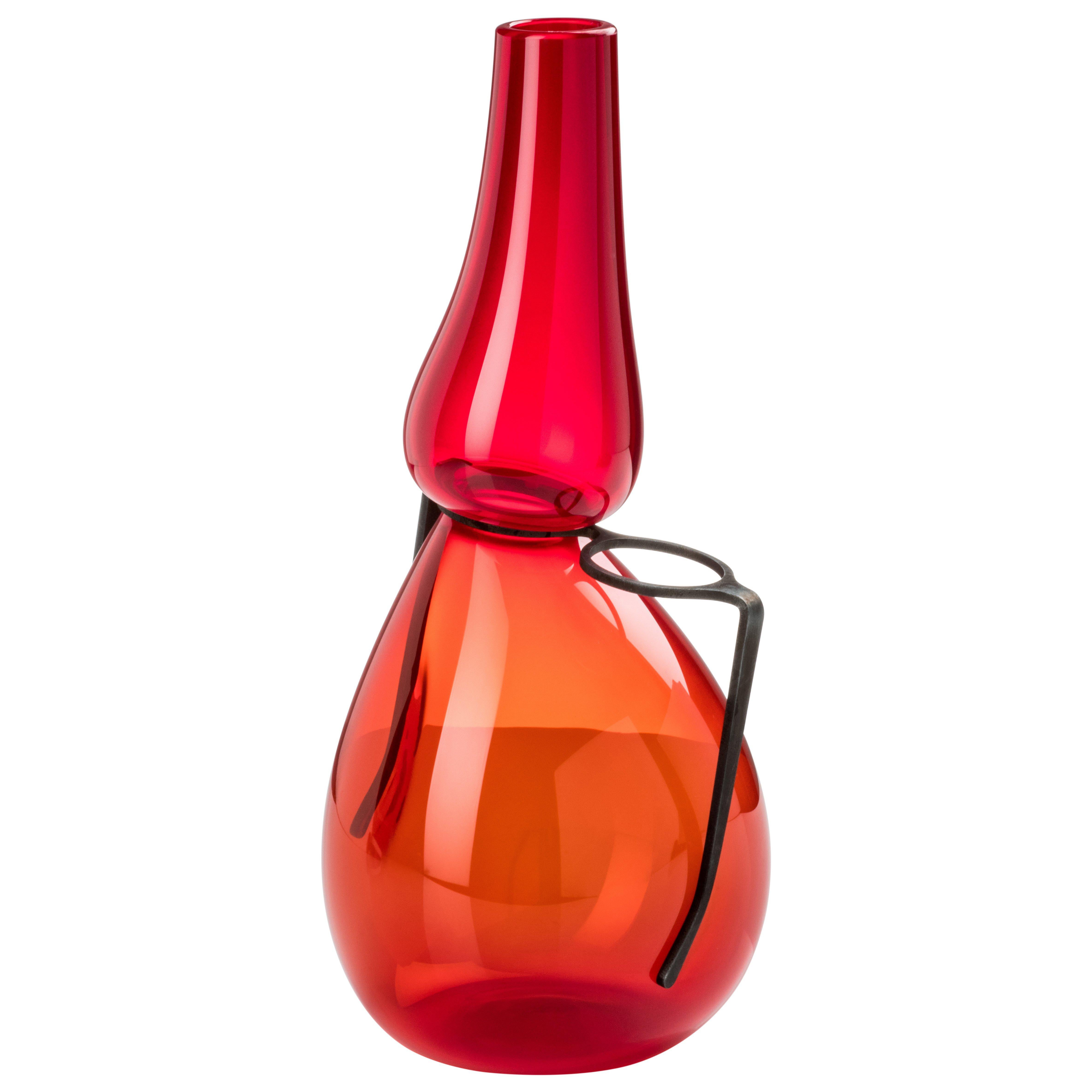 Vase en verre à lentilles unique rouge « Where Are My Glasses ? » de Ron Arad pour Venini