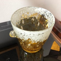 Venini Yellow and White Murano Glass Ice Bucket Made in Italy in the 1980s