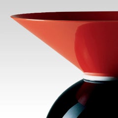Venini Yemen 787.00 Glass Vase, Black, Verdognolo, Coral & Milk - Ettore Sottsas
