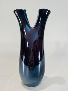 Tyra Lungren Murano glass black iridized vase circa 1960