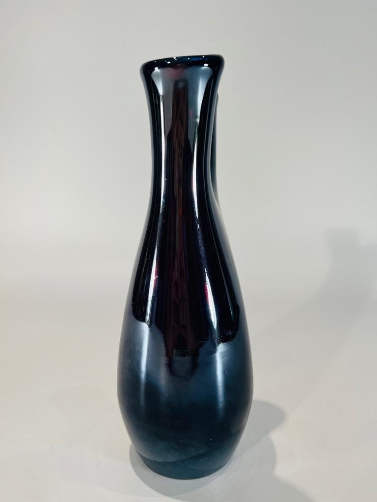 Italian Venini&C by Tyra Lungren Murano glass black iridized vase circa 1960 For Sale
