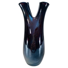 Vintage Venini&C by Tyra Lungren Murano glass black iridized vase circa 1960