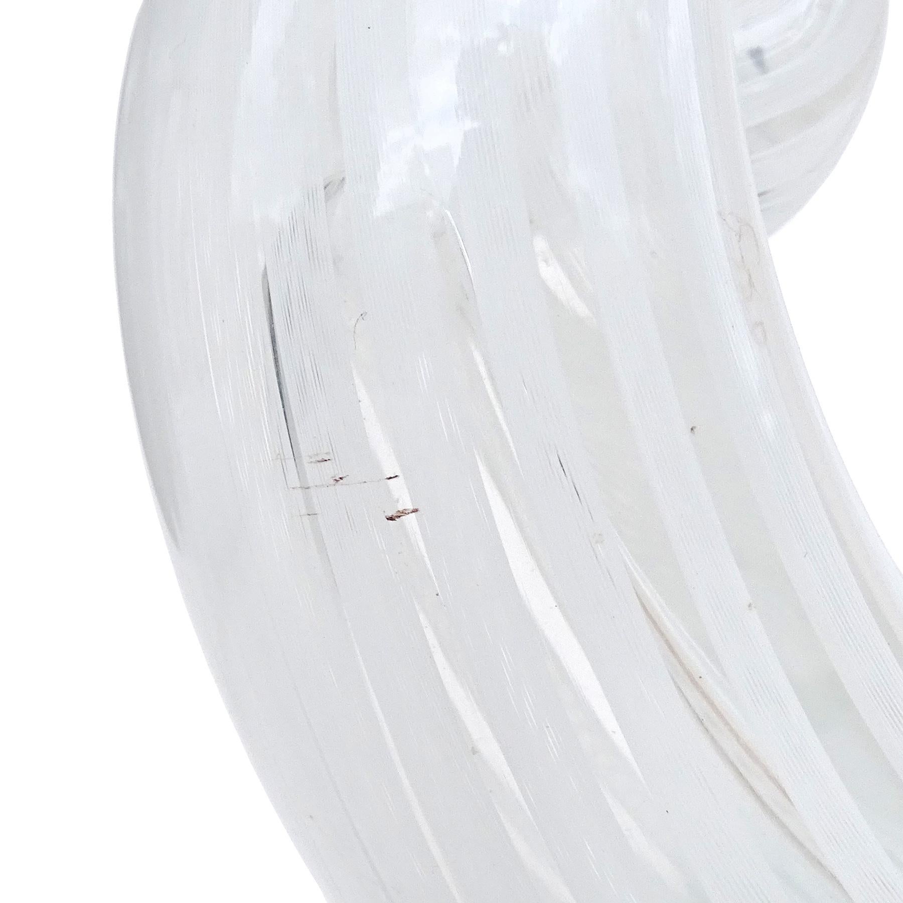 Venini Bianconi Murano Weiße Füllhornvase aus italienischem Kunstglas mit Zanfirico-Bändern im Angebot 5