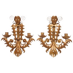 Retro Venise Carnival Themed Unusual Sconces, France, 1960s