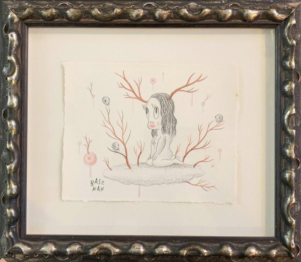 Hand-Crafted Venison in the Sky, Drawing by Gary Baseman, 2006