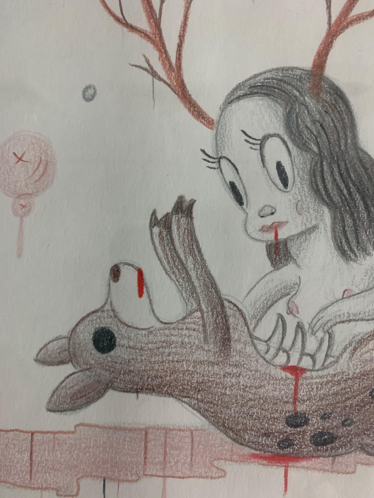 American Venison's Feast, Drawing by Gary Baseman, 2006