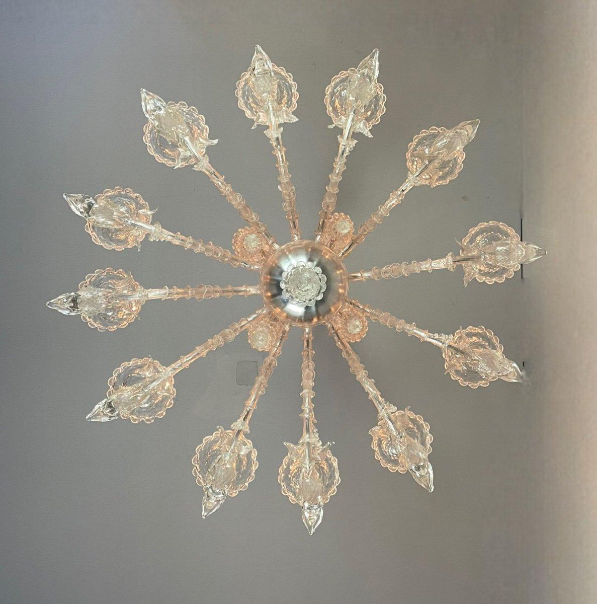 Venitian Chandelier In Murano Glass 12 Arms Of Light For Sale 3