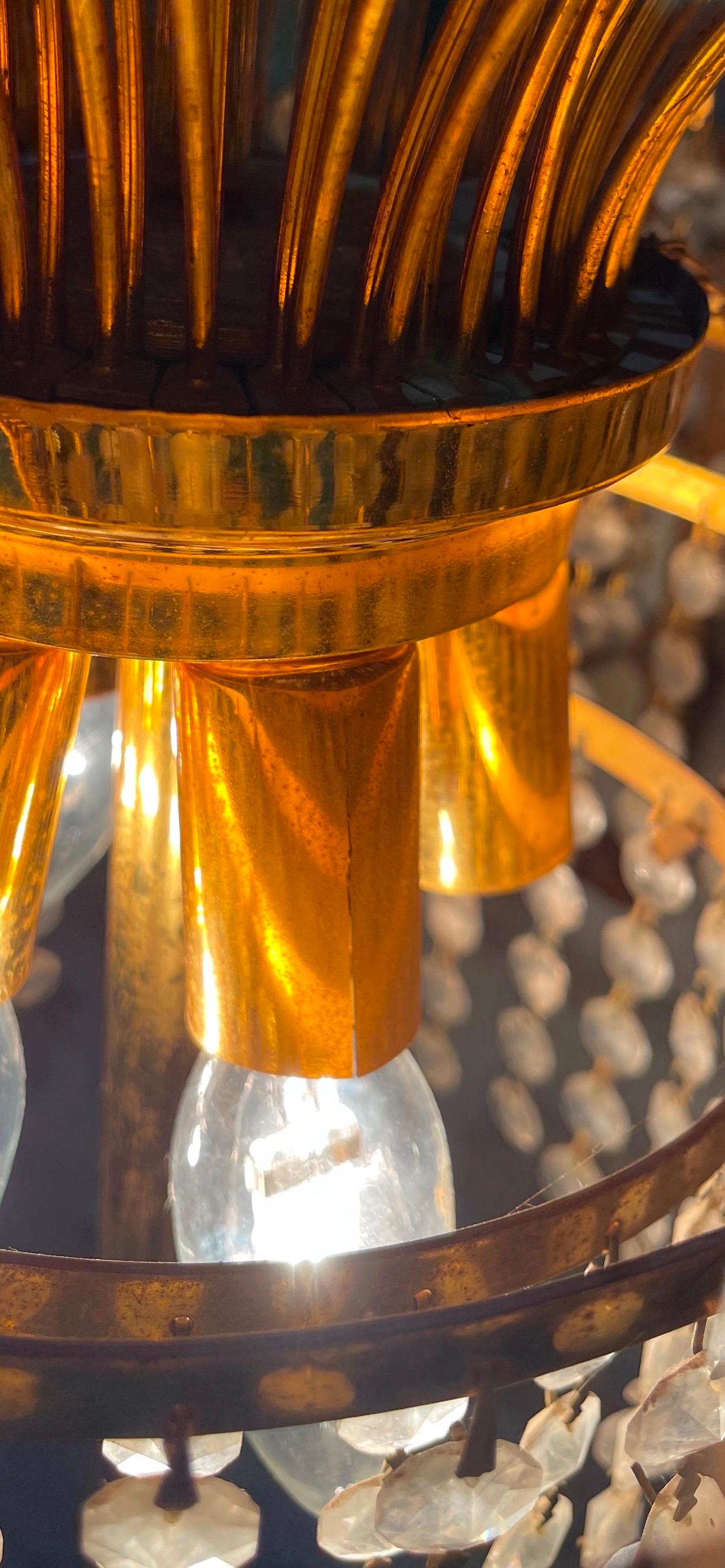 Venitian floor Lamp crystal glass with guilt gold structure , Italy 1970s In Good Condition In La xara, VC