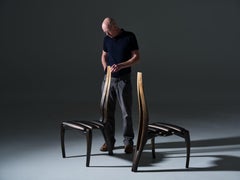 Vennaxa Taper Fade Chair in Oak Wood & Bronze Leather Upholstery by Alun Heslop