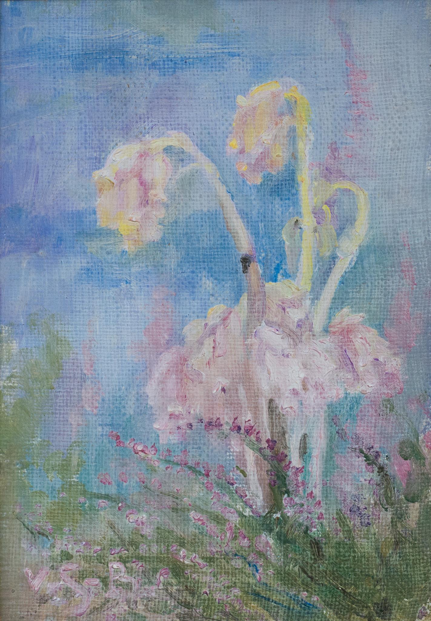 Two Pine Sap Flowers Painted by Female Artist Venny Soldan-Brofeldt For Sale 2