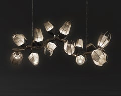 Venomous Horizontal Chandelier in Cast Bronze with Transparent Leather by Palena