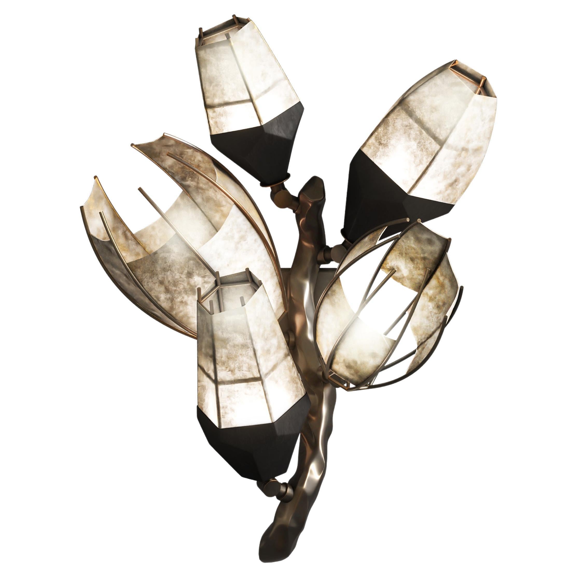 Venomous Sconce in Cast Bronze with Transparent Leather by Palena Furniture For Sale
