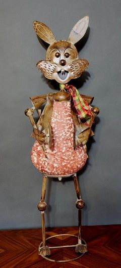 Ventage of Large and Impressive Floor Standing Metal Colored Bunny Decor