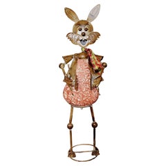 Ventage of Large and Impressive Floor Standing Metal Colored Bunny Decor