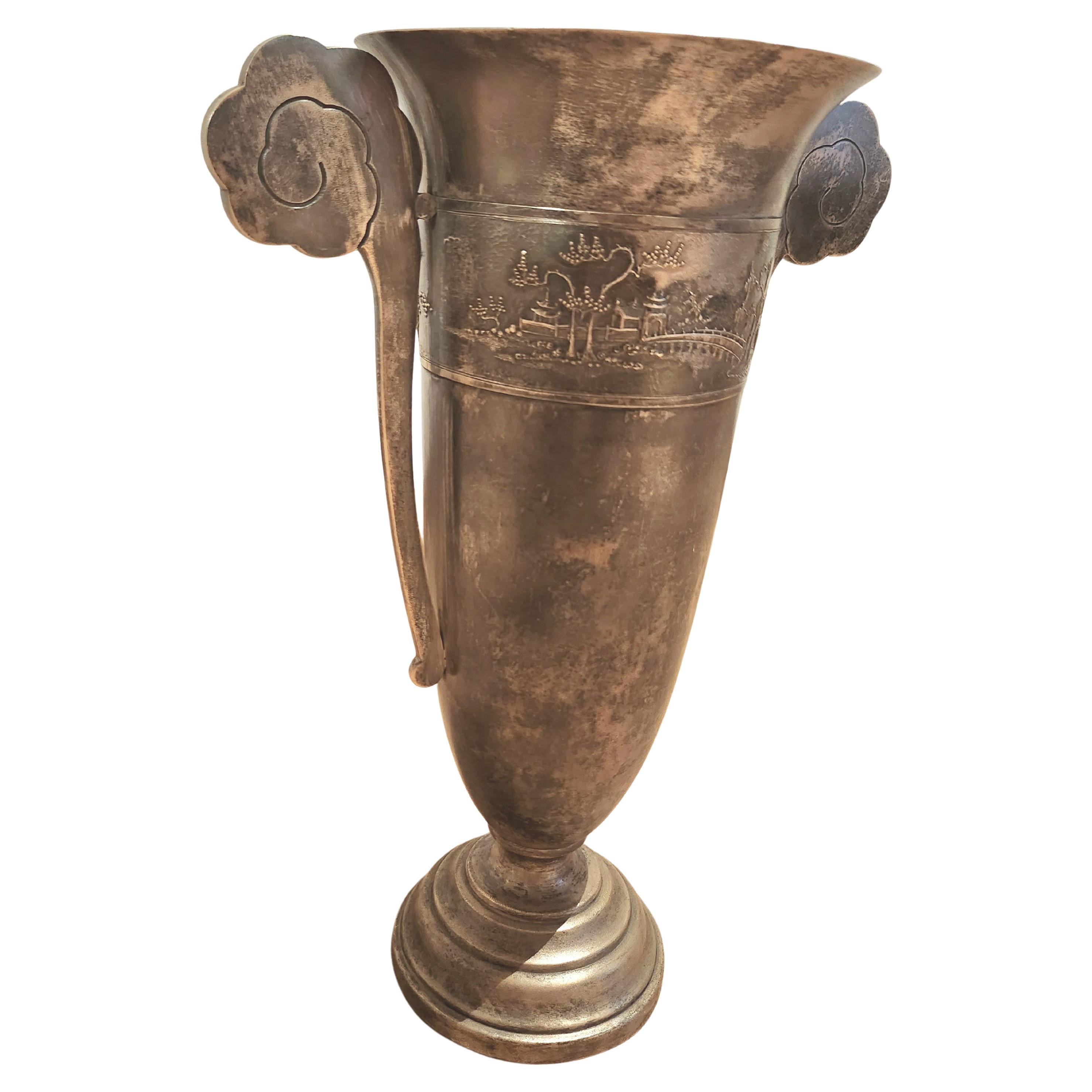 Women's or Men's Vintage Vietnamese Silver Vase For Sale