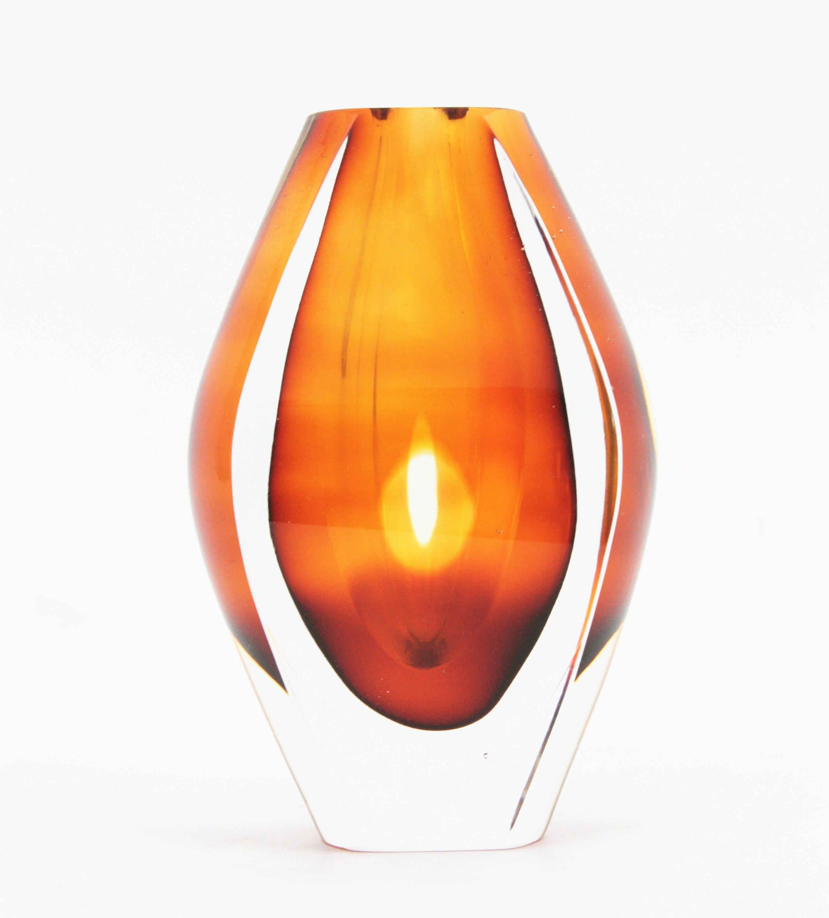 20th Century 'Ventana' Orange Glass Vase by Mona Morales-Schildt for Kosta For Sale