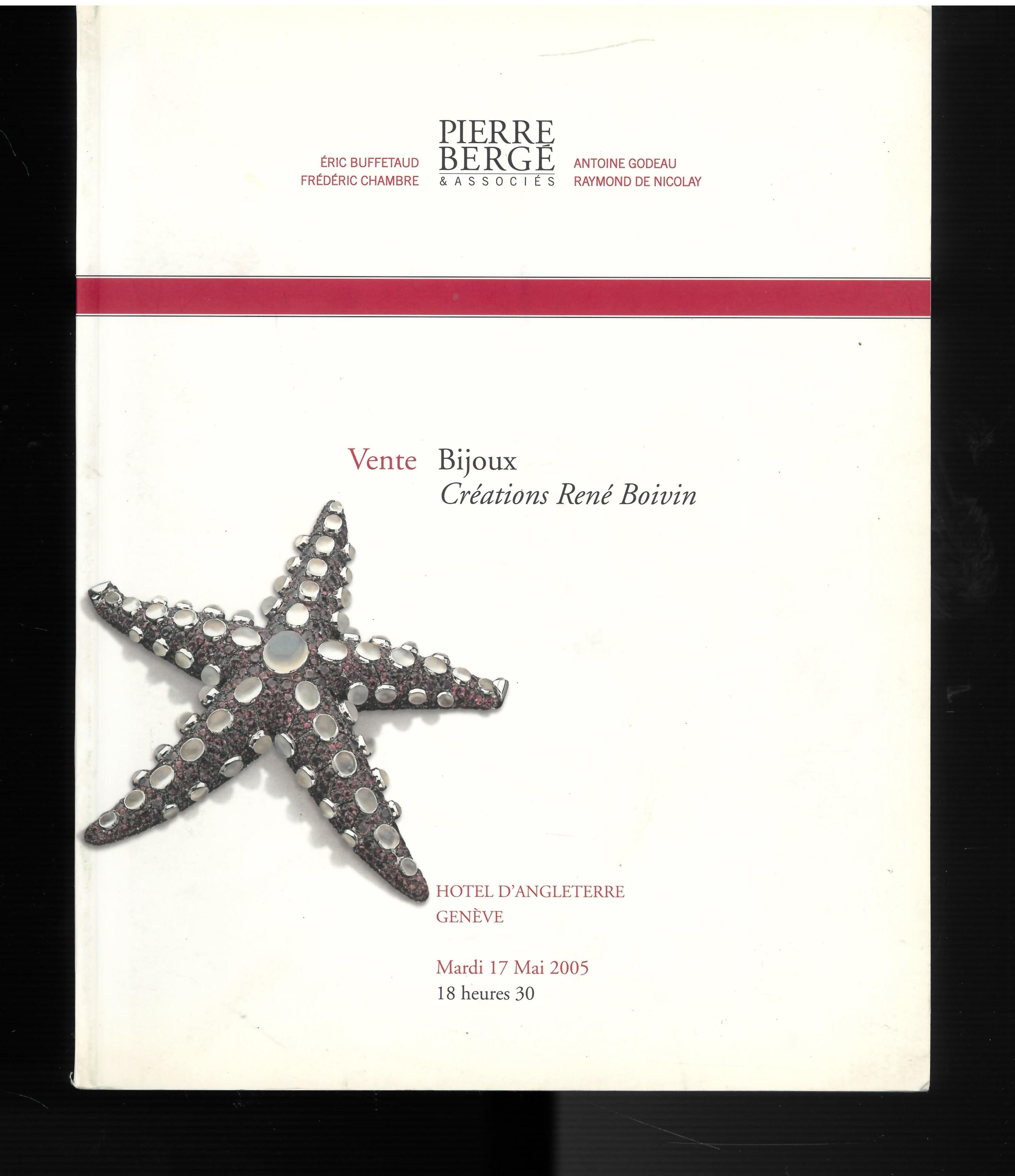Dating from May 2005, this is a sale catalogue produced by Pierre Berge & Associates. For a unique sale of Rene Boivin jewels - the catalogue in its forward states as follows 